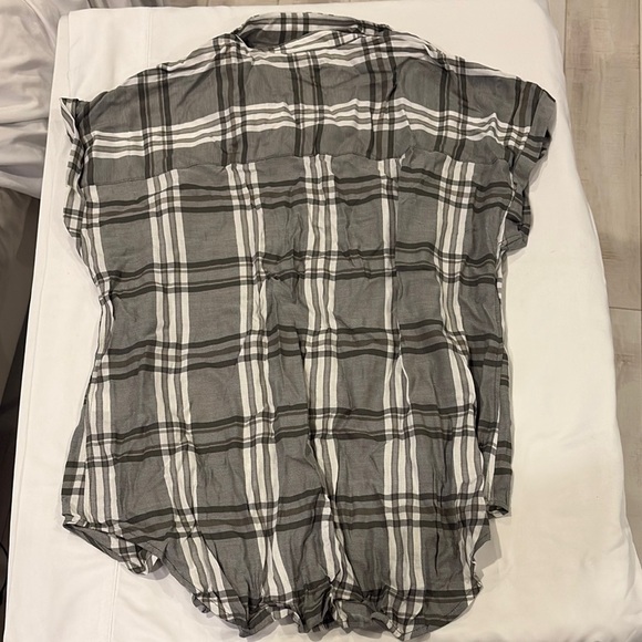 Christopher & Banks Gray and White Plaid Button-Up Shirt - Picture 4 of 4